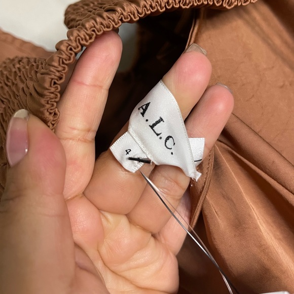 A.L.C | NEW WITH TAGS! Sienna Halter Neck Cut Out Satin Midi Dress Size: 4 - Picture 5 of 7